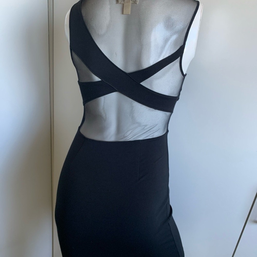 Silence + Noise small bodycon pullover black w/ sheer mini dress - Picture 4 of 4